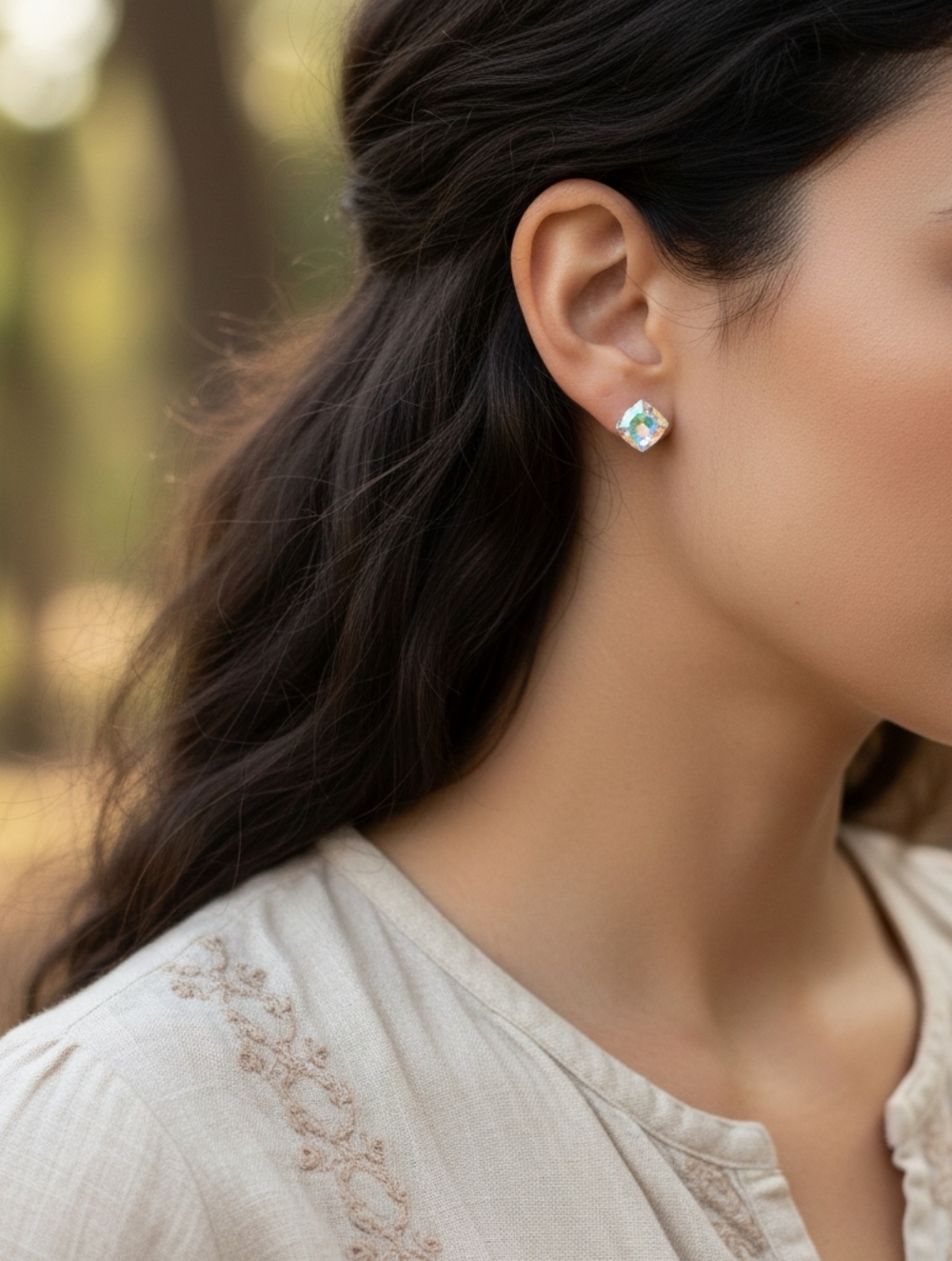 Boho Crystal Aurora Stud Earrings - Iridescent